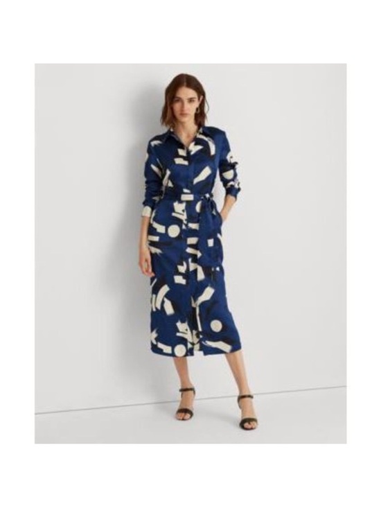 Ralph Lauren Dresses & Skirts - Ralph Lauren Navy Blue Printed Button-Front Shirt Dress